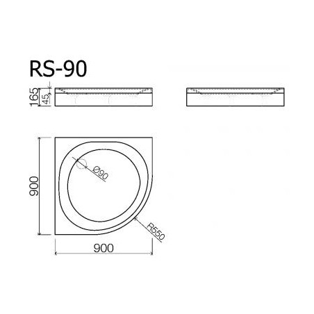 Akmens masės pusapvalis dušo padėklas VISPOOL RS-90 (r550)