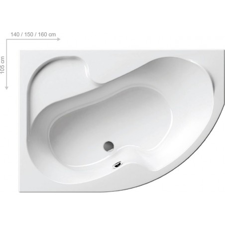 Akrilinė asimetriška vonia Ravak Rosa I, 140x105 cm, dešininė