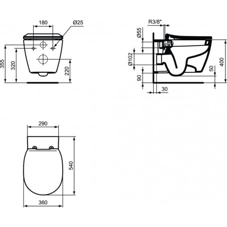 WC pakabinamas Ideal Standard Connect, su bide funkcija ir paslėptais tvirtinimais