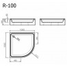 Akmens masės pusapvalis dušo padėklas VISPOOL R-100 su apdaila (r550)