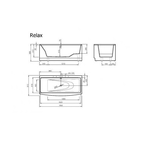 Akmens masės vonia VISPOOL RELAX 170x80 stačiakampė balta