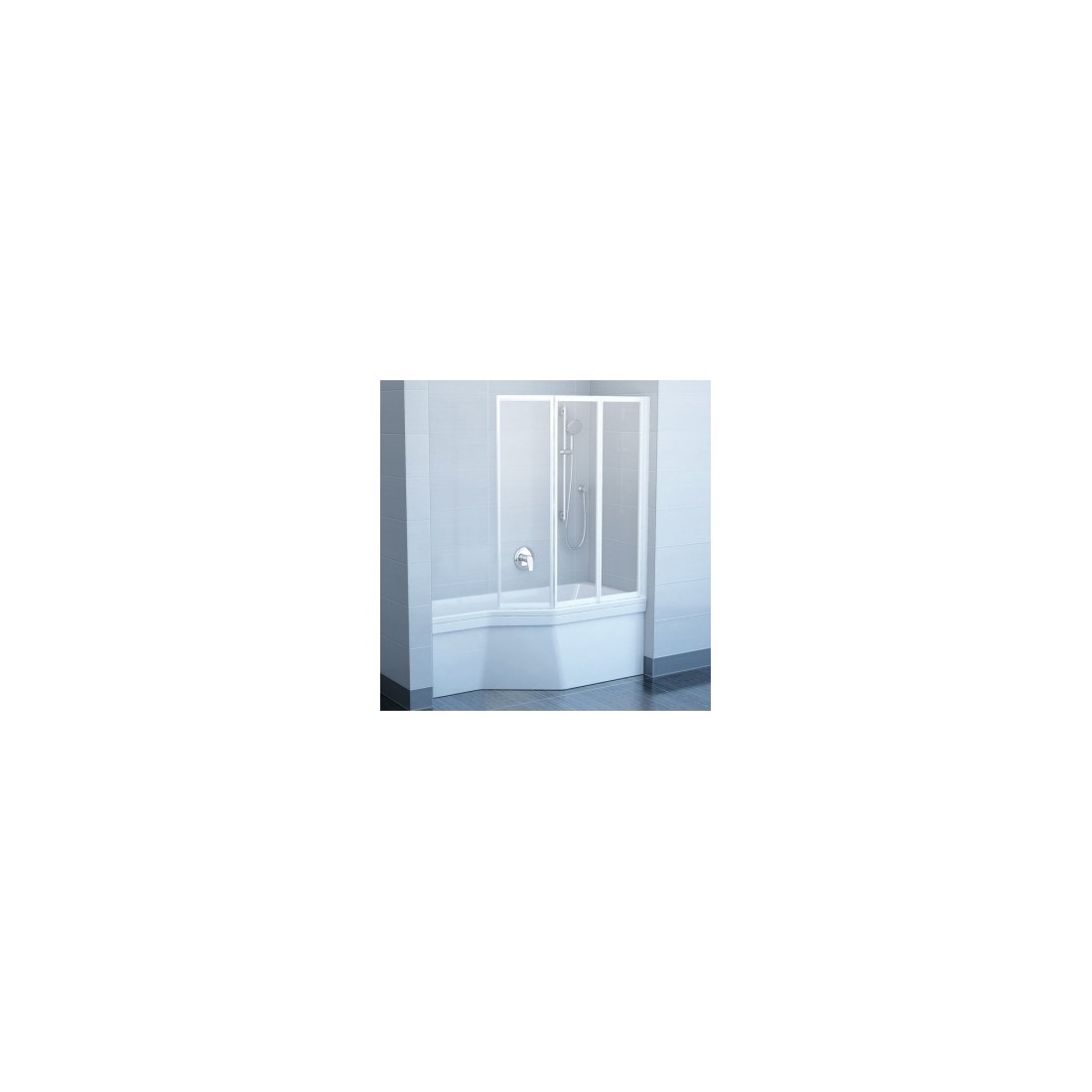 Vonios sienelė  RAVAK VS3 130 balta + stiklas Transparent