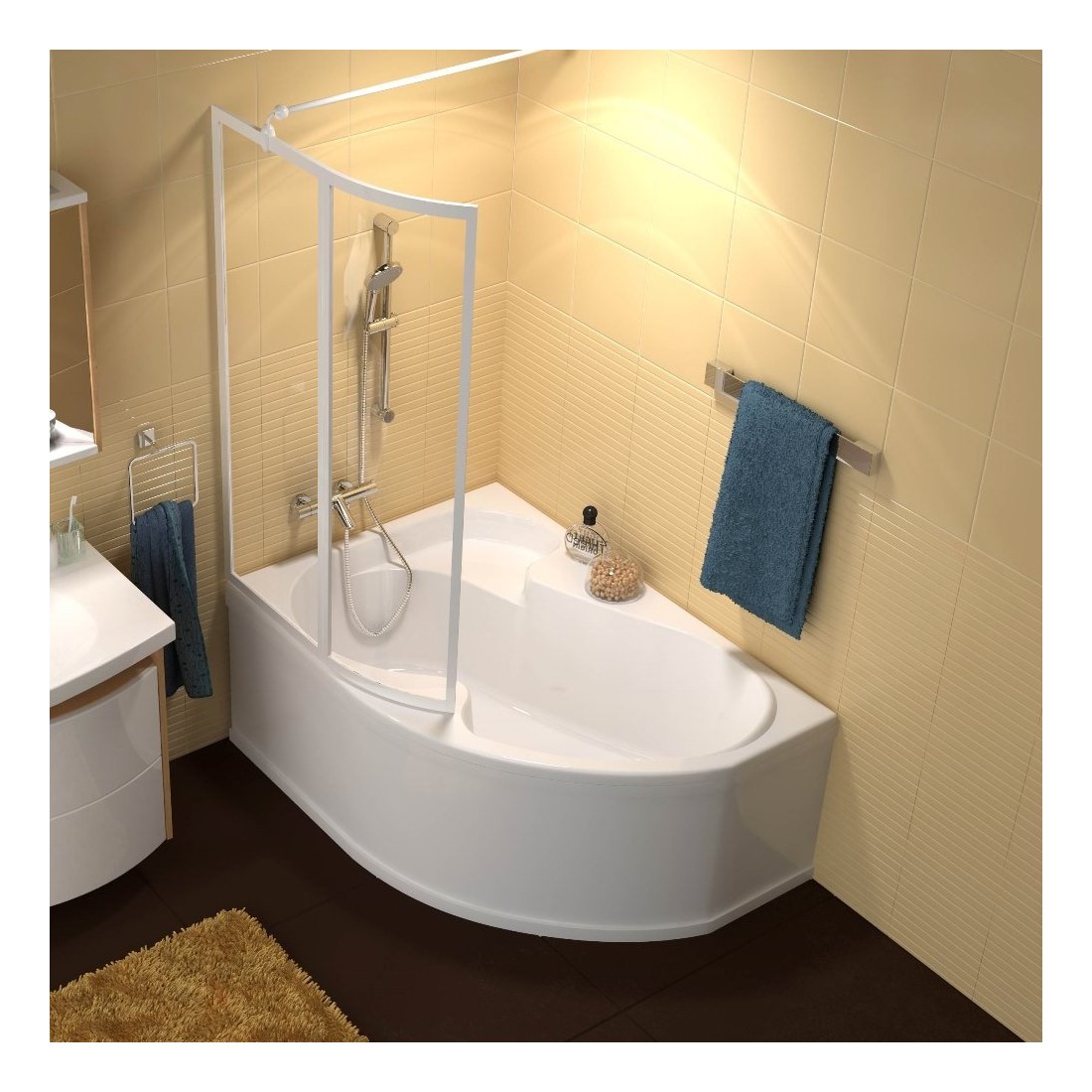 Akrilinė asimetriška vonia Ravak Rosa I, 160x105 cm, kairinė