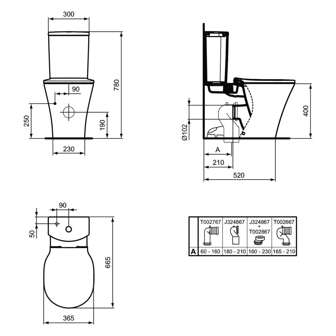 Pastatomas WC Ideal Standard, Connect Air Aquablade puodas (be bakelio)