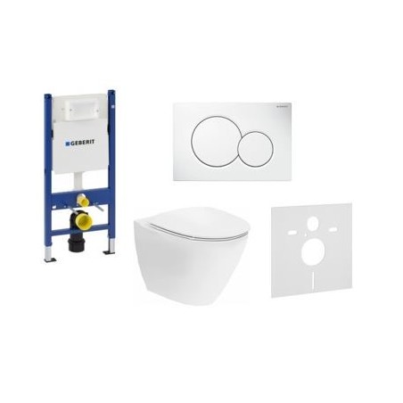 WC rėmo komplektas Geberit, Duofix Sigma, su Ifo Inspira Art Rimfree, soft close dangčiu ir baltu klavišu