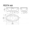 Akmens masės vonia FESTA 2040x1100 mm su panele, balta