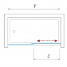 Stumdoma vonios sienelė PXV2L 1700/1500, stiklas skaidrus, profilis blizgus
