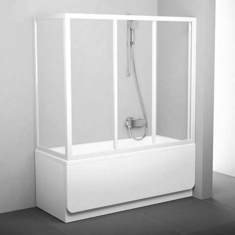 Stacionari vonios sienelė Ravak, APSV-75, balta+stiklas Transparent
