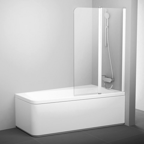 Varstoma vonios sienelė Ravak 10°, 10CVS2-100 R balta+stiklas Transparent