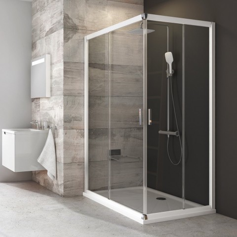 Stačiakampės dušo kabinos sienelė Ravak Blix, BLRV2K-90, balta+stiklas Transparent