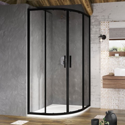 Pusapvalė dušo kabina Ravak Blix Slim, BLSCP4-80 juoda+stiklas Transparent