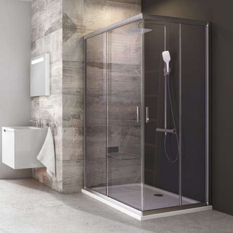 Stačiakampės dušo kabinos sienelė Ravak Blix, BLRV2K-80, satinas+stiklas Transparent