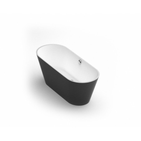 Akmens masės vonia SELENE 1595x640x610 mm, balta, išorė juoda RAL9005 su pop-up sifonu